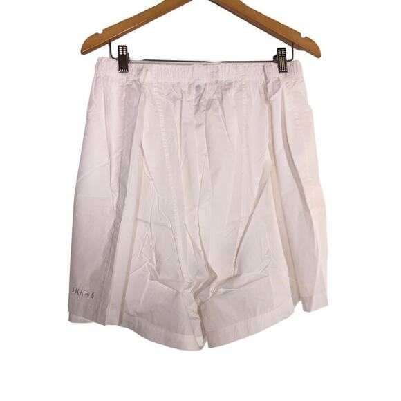 SKIMS Cotton Poplin Sleep Shorts Spa Embroidered Pull On Snow White NWT Size 4X - Picture 9 of 12